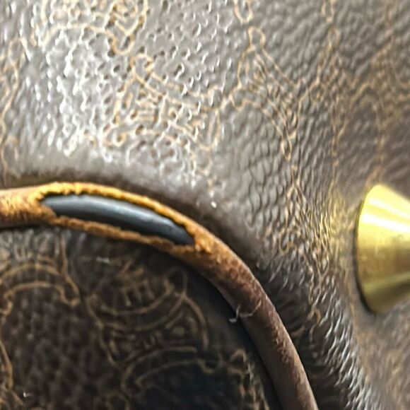 Celine Boston 30 Bag Brown Tan Signature Lattice Logo Print Top Handle Duffle - Picture 8 of 16